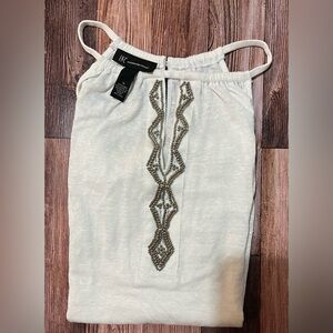 INTERNATIONAL CONCEPTS WHITE BEADED GAUZY TANK